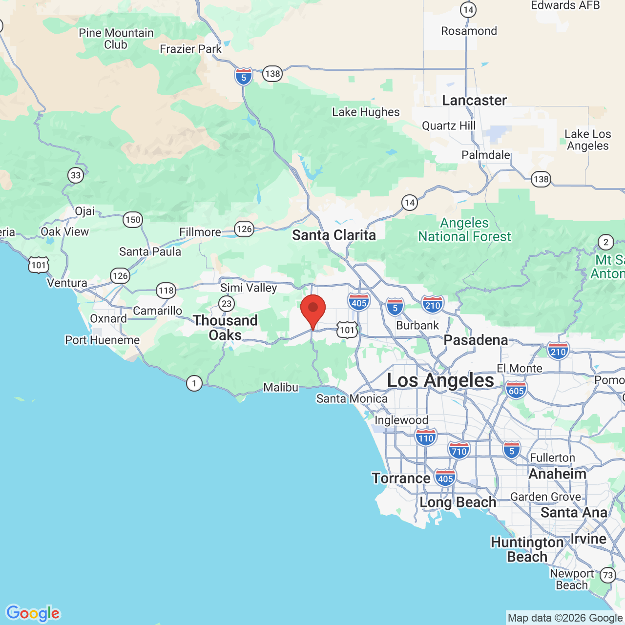 Google map image of our location in 21781 Ventura Blvd. #310 Woodland Hills, CA